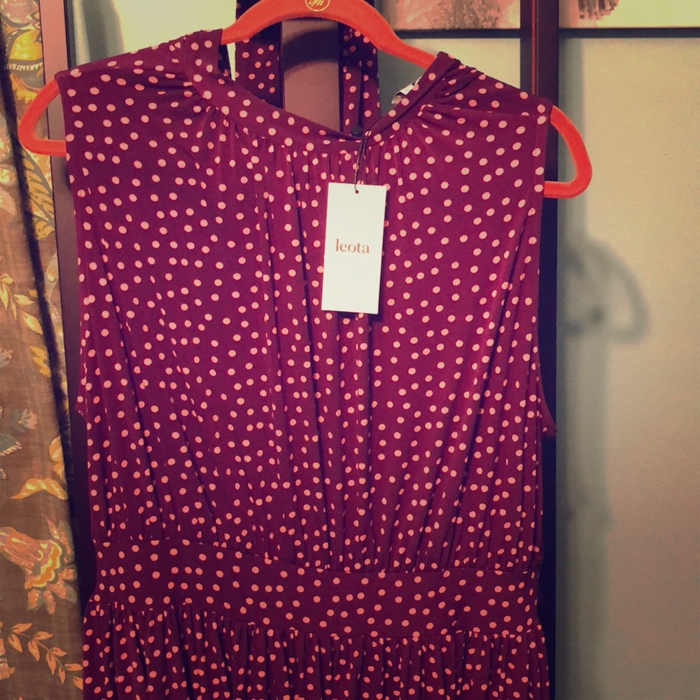 NWT purple polka dot midi dress
